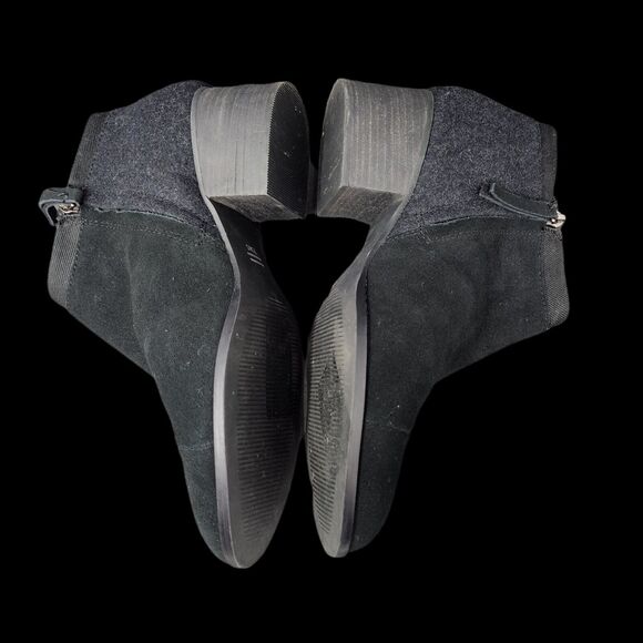 Toms Womens Booties Boots Shoes Size 8.5 Solid Black Wool Leather Ankle Zipper - Picture 8 of 9